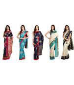Combo Of 5 Poly Silk Multicolor Printed Women's Saree
