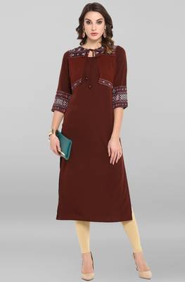 Brown printed crepe kurta 1