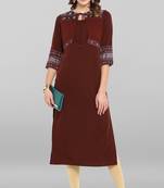 Brown printed crepe kurta
