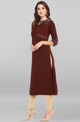 Brown printed crepe kurta 3