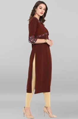 Brown printed crepe kurta 4