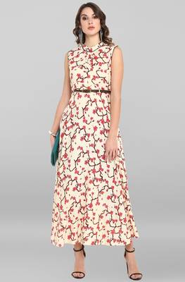 Janasya Cream printed rayon kurta 2