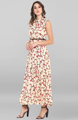 Janasya Cream printed rayon kurta 3