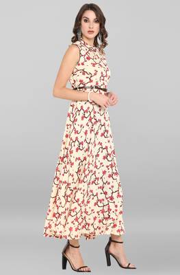 Janasya Cream printed rayon kurta 4