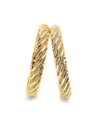Studded Diamond Gold Plated Bangles Set Of 2 2