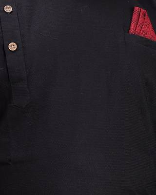 Black plain cotton silk boys-kurta-pyjama 5