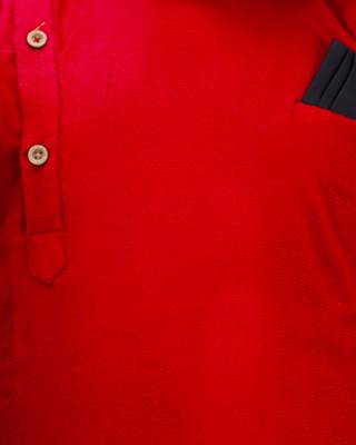 Red plain cotton silk boys-kurta-pyjama 5