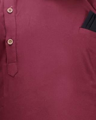 Maroon plain cotton silk boys-kurta-pyjama 3