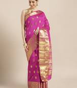 Kimisha Women's Magenta Color Silk Blend Kanjivaram Saree