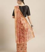 Kimisha Women's Peach Cotton Blend Floral Digital Printed Saree