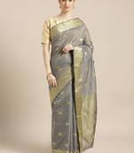 Kimisha Women's Grey Color Silk Blend Kanjivaram Saree