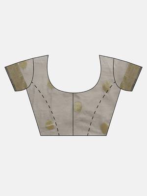 Kimisha Women's Grey Color Silk Blend Kanjivaram Saree 3