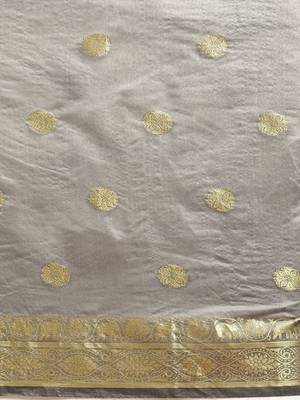 Kimisha Women's Grey Color Silk Blend Kanjivaram Saree 4