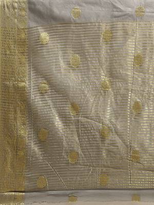 Kimisha Women's Grey Color Silk Blend Kanjivaram Saree 5