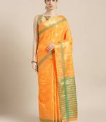 Kimisha Women's Yellow Color Silk Blend Kanjivaram Saree