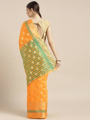 Kimisha Women's Yellow Color Silk Blend Kanjivaram Saree 2