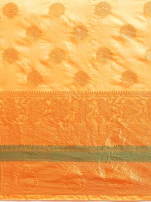 Kimisha Women's Yellow Color Silk Blend Kanjivaram Saree 4
