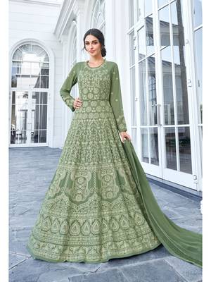 Green multi resham work georgette salwar 1