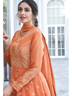 Orange multi resham work georgette salwar 2