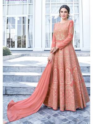 Peach multi resham work georgette salwar 1