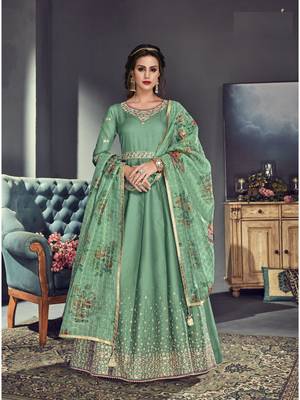 Green multi resham work silk salwar 1
