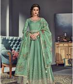 Green multi resham work silk salwar
