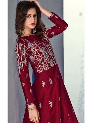 Maroon multi resham work silk salwar 2