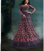 Blue multi resham work net salwar