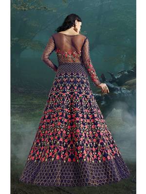Blue multi resham work net salwar 2