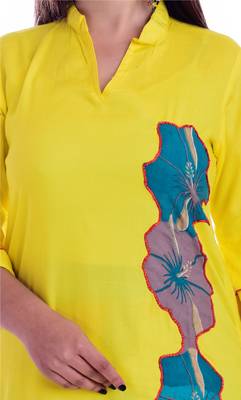 Yellow embroidered Rayon Kurti with palazzo set 4