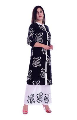 Black embroidered Rayon Kurti with palazzo set 2