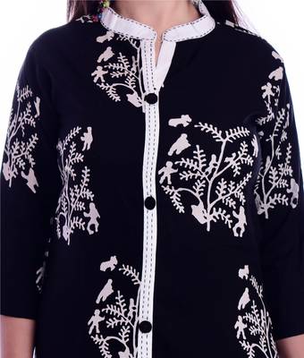 Black embroidered Rayon Kurti with palazzo set 4
