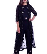 Black embroidered georgette Kurti with pant set