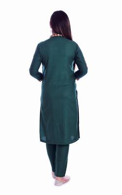 Green embroidered Rayon Kurti with pant set 5