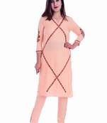 Peach embroidered Rayon Kurti with pant set
