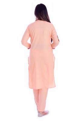 Peach embroidered Rayon Kurti with pant set 5