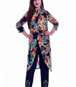 multicolor embroidered Cotton Kurti with pant set