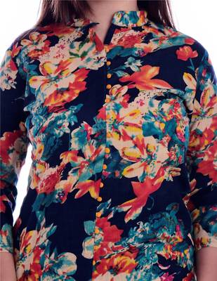 multicolor embroidered Cotton Kurti with pant set 4