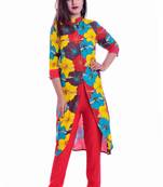 multicolor embroidered Rayon Kurti with pant set