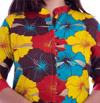 multicolor embroidered Rayon Kurti with pant set 4