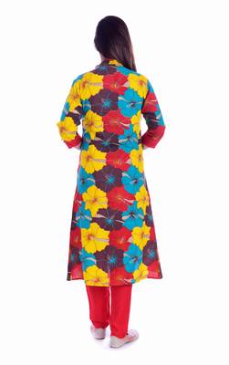 multicolor embroidered Rayon Kurti with pant set 5