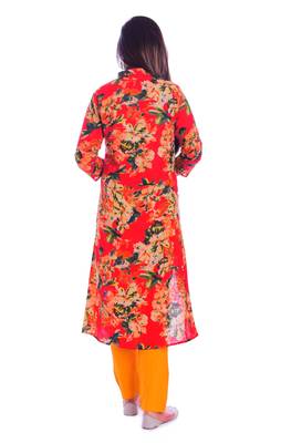 multicolor embroidered Rayon Kurti with pant set 5