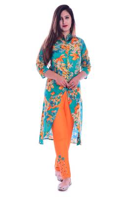 multicolor embroidered Rayon Kurti with pant set 1