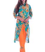 multicolor embroidered Rayon Kurti with pant set