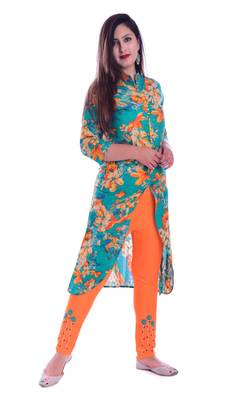 multicolor embroidered Rayon Kurti with pant set 2