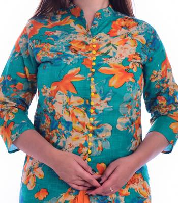 multicolor embroidered Rayon Kurti with pant set 4