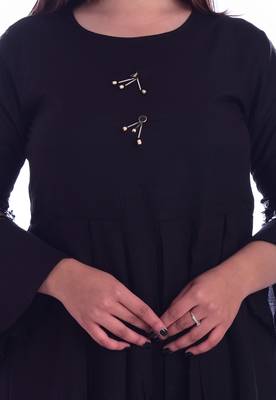 Black embroidered Rayon womens Kurta and Dhoti Pant Set 4