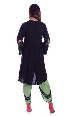 Black embroidered Rayon womens Kurta and Dhoti Pant Set 5