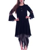 Black embroidered Rayon womens Kurta and Dhoti Pant Set