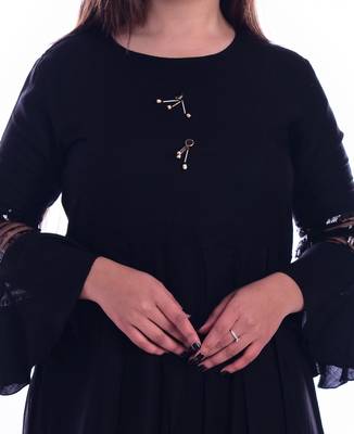 Black embroidered Rayon womens Kurta and Dhoti Pant Set 4
